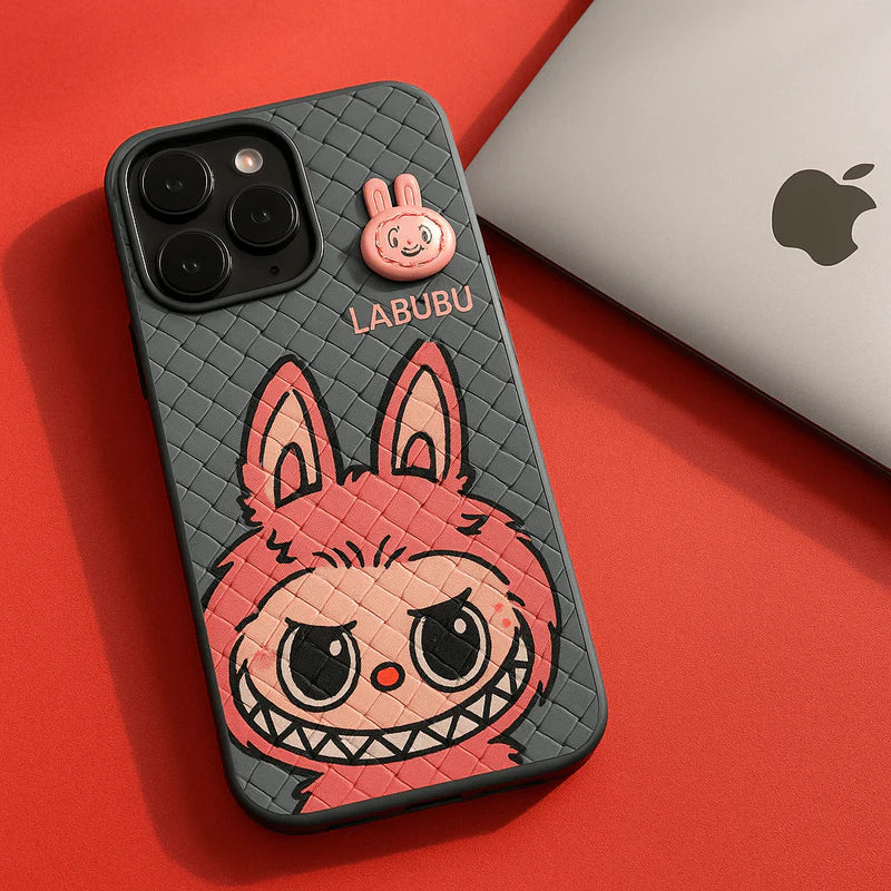 Labubu - 3D Bunny Woven‑Texture Protective iPhone Case